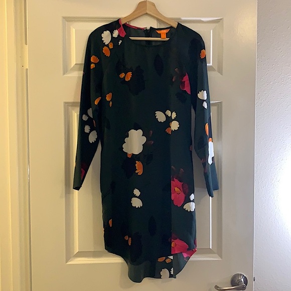 Joe Fresh Forest Green Dress w/flowers sz 6 - Picture 5 of 9